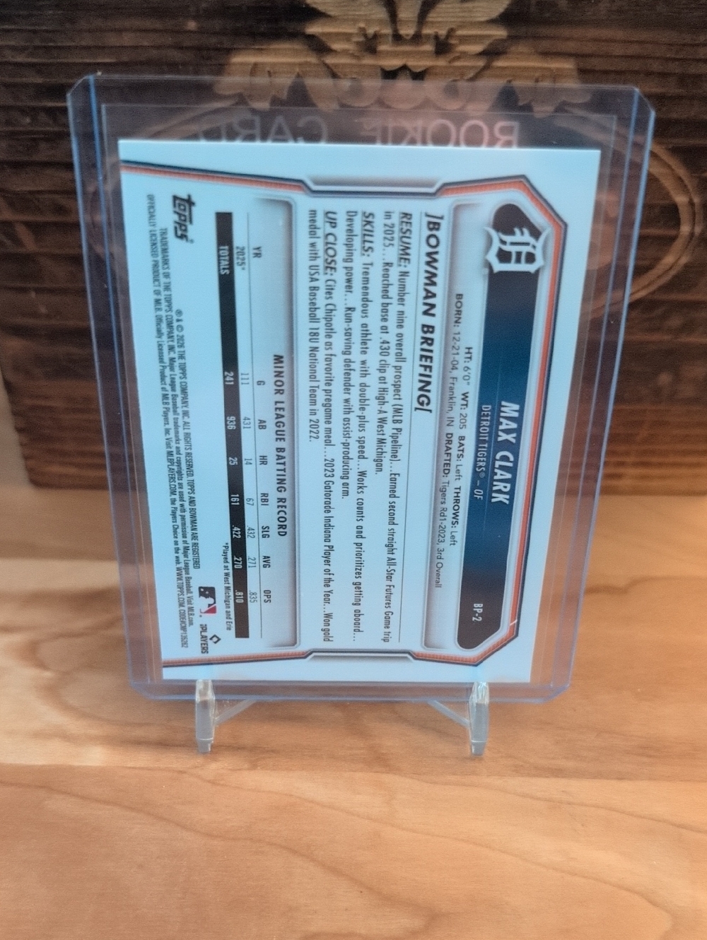 2026 Bowman Max Clark Rookie Prospect Card Tigers - Picture 2 of 2